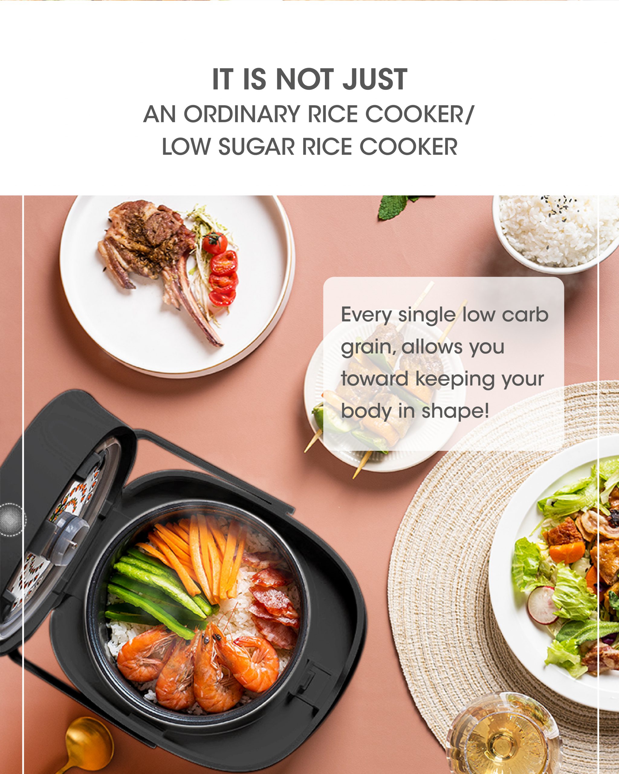 Doshio Low Carb Mini Rice Cooker 1.0L Doshio